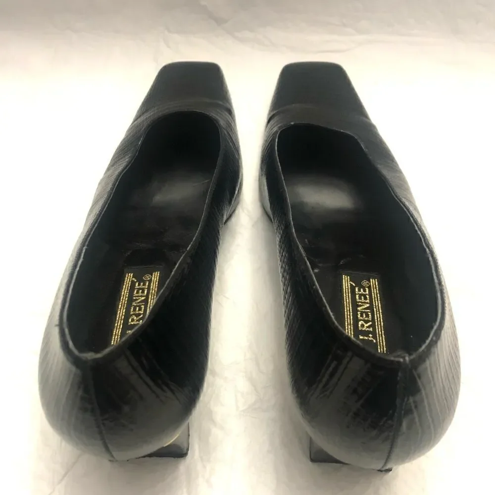 J.Renee womens black patent crock pattern shoes size 11M
